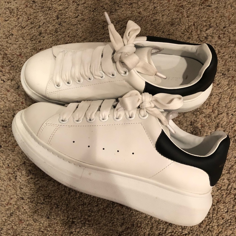 white with black alexander mcqueen sneakers